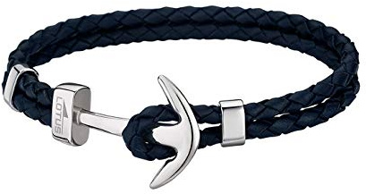 LOTUS STYLE Pulsera para hombre con ancla LS1832-2/4 de piel, color azul, D4JLS1832-2-4
