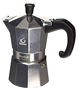 FOREVER Caffettiera Moka Induzione 2 Tazze, Miss Moka Prestige Induction, Caffettiera Moka per Casa, Caffettiera Portatile per Viaggio, Tazze di Caffè, inclusa Guarnizione in Silicone