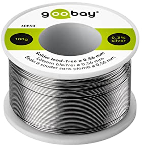 Goobay 40850 - Hilo de estaño sin plomo (0, 56 mm de diámetro, 100 g, estaño de soldadura ecológico con un porcentaje de plata (Ag) de 0, 3%