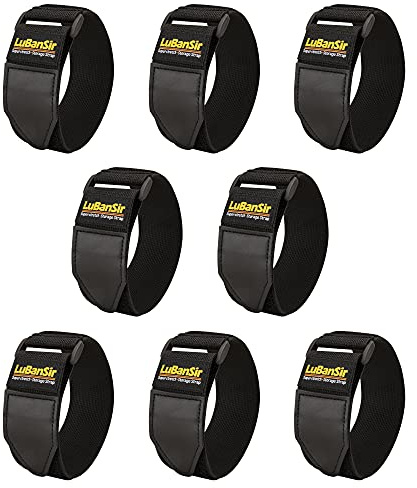 LuBanSir Cinch Straps, 2 x 12 (8 Pack) Elastic Hook and Loop Storage Strap for Extension Cord, Cable, Cord Wrap, Rope and Hose