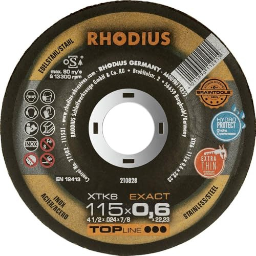 RHODIUS XTK6 EXACT BOX - Disco da taglio extra sottile, 115 x 0,6 x 22,23 mm