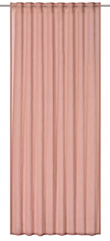 Elbersdrucke Gardine mit verdeckten Schlaufen Air 14 rosa halbtransparent 255x140cm 201838 Vorhang für das Wohnzimmer Schlafzimmer Küche Flur Kinderzimmer