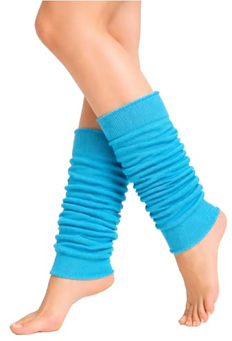 The Fancy Dress Angies Fashion Luxurious Ladies 80's Dance Plain Ribbed Leg Warmers Neon Leg warmers in Hot Pink 12 Colours (Turquoise)