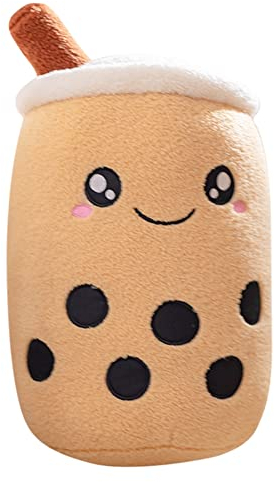 Uposao Bubble Tea Plüschtier Kuscheltier,50CM Cartoon Plüsch Puppen Lustiges Stofftier Umarmungskissen Milchtee Teetasse Kissen Süßes Geschenk Für Kinder Erwachsene Geburtstag,Braun lächeln