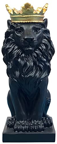 NUACOS Kronen-Löwen-Statue Der König der Bestien Harz-Tier-Skulptur im nordischen Stil Heim- und Arbeitsdekoration, Dekoration, Mann (schwarz)