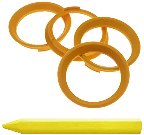 4X Zentrierringe 70,4 x 60,1 mm Gelb Felgen Ringe + 1x Reifen Kreide Fett Stift