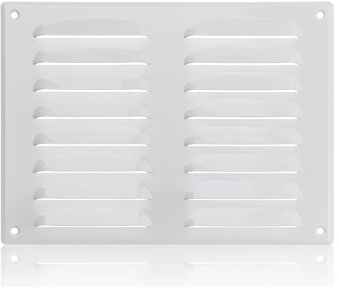 260x190mm Ventilationsgaller i Vitt Stål med Myggskydd - Metallgaller för Ventilation