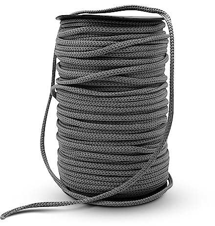 DOJA Barcelona | Rep Roll | 100m spole | Grå nyckelband | Diametre 3mm | i Polyamid | Robust rep | för skosnören Sportskor, Paracord rep, Armband, Lanyards Stövlar