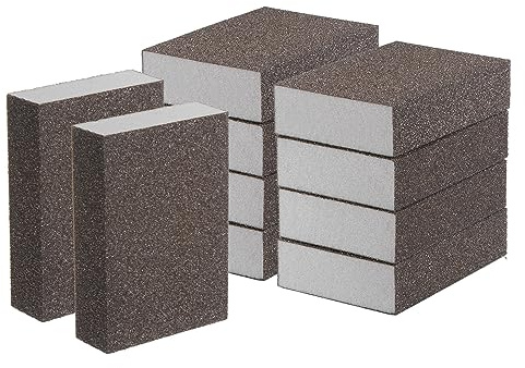 sourcing map Schleifschwamm mit mittlerer Körnung, Körnung 120–180, zum Polieren von Küche, Metall, Holz, Trockenbau, 100 x 70 x 25 mm, 10 Stück