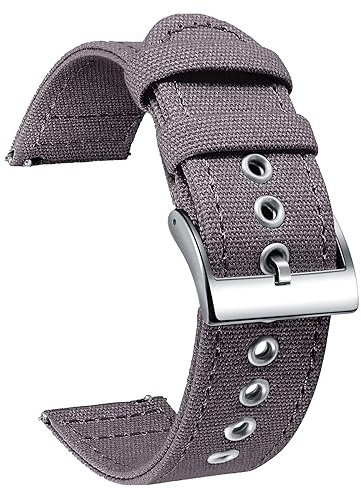 BINLUN Canvas Uhrenarmband Schnellverschluss Stoff Uhrenarmbänder 18mm 20mm 22mm 24mm Textil Ersatzarmbänder für Herren und Damen mit Silber/Schwarze Schnalle