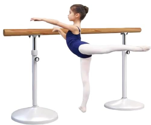 HamoM Ballettstange Ballettstange aus Edelstahl mit Holzgriff, mobiler, höhenverstellbarer Beinpressstange, kann EIN Gewicht von 500 kg tragen (Color : White, Size : 2M/6.6FT)