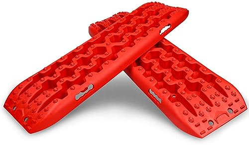 Bergungs-Traktionsketten, Traktionsreifen-Leiter und Matte, automatische Notfall-Traktionshilfe, Offroad-Reifenleiter für Offroad-Sand-Schnee-Schlammbahn (Farbe: Rot, Größe: 41,3 x 11,2 Zoll – 2 Stü