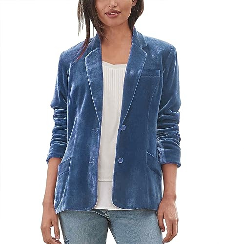 HANXIULIN Giacca in velluto dorato da donna, blazer corto da lavoro, a quadri, a due pezzi, aderente, slim fit, con maniche a tunica, chiusura con bottoni, giacca da lavoro, giacca da lavoro, mantello