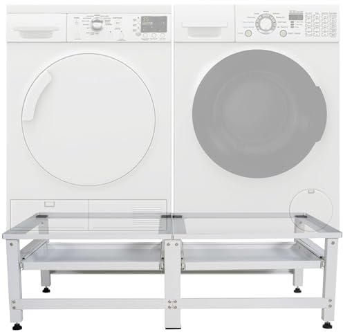 CLP Doppel Waschmaschinen-Untergestell Tampa I Regal Für 2 Geräte I Mit Schubladen, Farbe:weiß