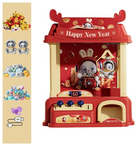 Candy Grabber avec Musique et Lumières,2 Poupées Panda,20 Peluches,20 Gashapons ， Machine Fete Foraine Distributeur De Poupées Arcade pour Les Cadeaux d'anniversaire De Noël