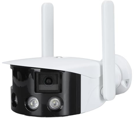 Zunate Telecamera di Sicurezza con Doppio Obiettivo, Telecamera Ultra Grandangolare da 180 Gradi con Doppio Obiettivo da 2MP e 2MP, Citofono Bidirezionale, Anteprima e Controllo Remoti