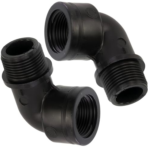 AERZETIX - Juego de 2 Racores Codo 90° Macho-Hembra 3/4x3/4 para Manguera de Riego Sistema de Goteo - Presión Máx 10 Bar - en Polietileno - Circuito Agua