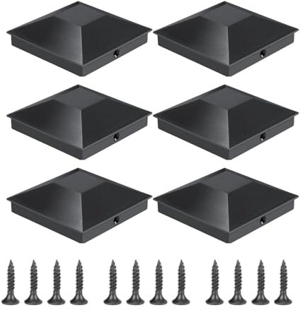 Fence Post Cap, Pack Of 6 Neat Toppers For Fence Posts, With 12 Screws And Easy Installation, Help Stop Water Soaking Into The Wood And Prolong The Life Of Your Fence (3.5 X 3.5)