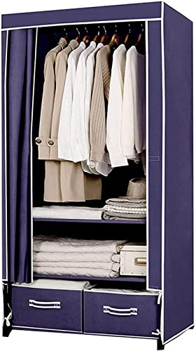 LAMEDOAT Tragbarer Kleiderschrank, Stoffgarderobe, Schließfach, Kleiderschrankgestell, Kleiderschrankaufbewahrung, Stoffbezug, verwendet für Schlafzimmer, Schlafsaal, Kleiderständer, tragbarer Kleide
