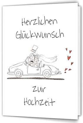 PICTALOO Hochzeitskarte, Glückwunschkarte Hochzeit, wunderschöne Karte zur Hochzeit Trauung auch für Geldgeschenke, hochwertiges Hochzeitsgeschenk Brautpaar, Grußkarte für das frische Ehepaar (Auto)