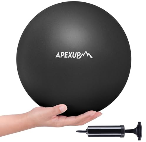 APEXUP Pilates Ball, 22,9 cm kleiner Gymnastikball, Mini Core Ball Yoga Ball für Pilates, Stabilität, Workout, Core Training, Fitness, Barre, Physiotherapie, Balance (Schwarz)
