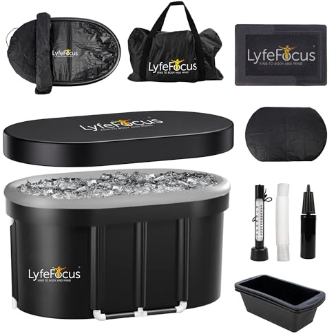 LyfeFocus Cold Therapy Ice Bath Tub, Black/White, 120cm