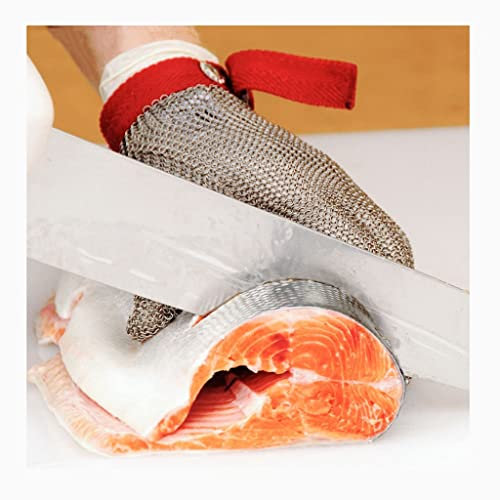 Anti Cutting Gloves Metal anti cutting gloves Chain mail gloves, Kitchen Restaurant safety work stab proof gloves,Adjustable wrist strap (Size : 1PCS/XS) (1PCS/M)