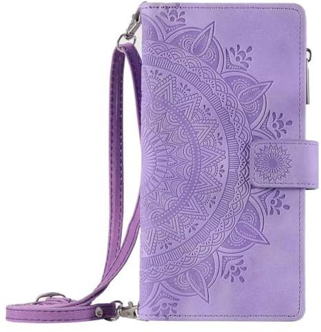 Handykette Ledertasche für Samsung Galaxy A06 Handyhülle Hülle Case PU Leder Tasche Flipcase Cover Silikon Schutzhülle Handytasche Skin Ständer Klapphülle Schale Bumper Magnet lila