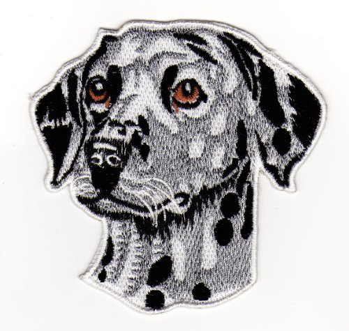 Hund Dalmatiner Aufnäher zum aufbügeln oder aufnähen Bügelbild Aufbügler für Kleidung gestickter Bügelpatch Applikation Patch Größe 8,5 x 8,5 cm