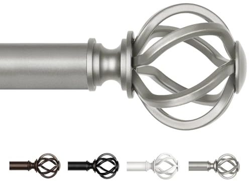 USFOOK Gardinenstange Ausziehbar 80 bis 365 cm, Vorhangstange Antik Silber | 22 mm Gardinenstangen Metall verstellbar, Vorhangstangen für Wandmontage, mit floralen Endstück, für Schlafzimmer outdoor