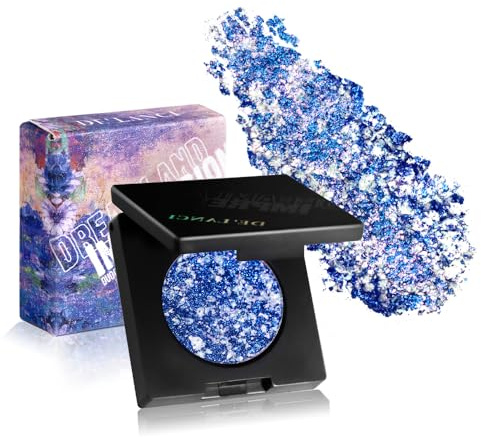 Afflano Ombretti Glitter Duocromo con Effetto Cangiante Blu-Rosa-Bianco - Pigmenti Intensi Multicolor, Formato Compatto Portatile, Ombre Traslucidi Lunga Durata per Makeup Professionale