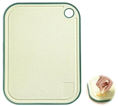 BelleVive Schneidebrett, tablas de cortar de paja de trigo con ranura para jugos, área de trabajo, antideslizante, libre de BPA, apto para lavavajillas, fácil de manejar, agujeros para colgar, verde