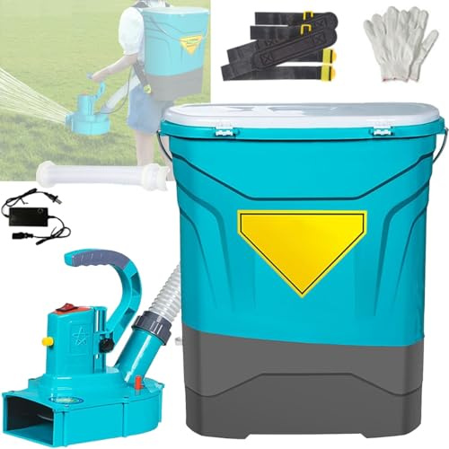 Spandiconcime senza fili da 25 kg,spandiconcime for semi da prato, spandiconcime elettrico for sale grosso a zaino da 3000 giri/min con batteria, larghezza di spargimento regolabile, portata variabile