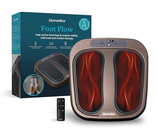 Homedics Foot Flow Mobility Booster Vibration Massager - Vibrating Foot Massager with Soothing Heat, 20 Intensities & 3 Pre-Set Modes, Revitalise Tired Leg & Foot Muscles