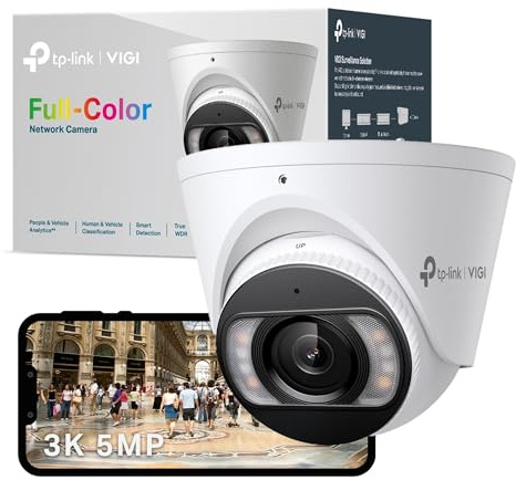 VIGI InSight S455(2.8mm) 5MP Full-Color Turret Network Camera, PoE Support, Ultra HD CCTV Camera, People & Vehicle Analytics, Human & Vehicle Classification, Two-Way Audio, Active Defence