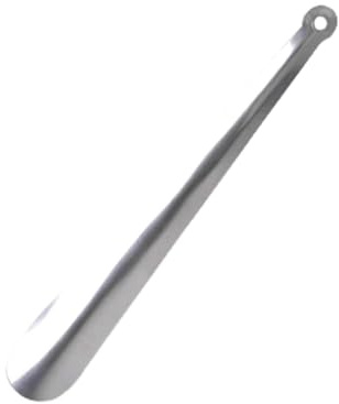 HIFSA Shoe Horn Long Handle Steel Shoe Horn Helper Portable For Men Women Kid Heavy Duty Travel Extra Long Comfort Grip With Rubber Sleeve Durable Boot Horn Shoe Spoon Silver Color (1 Count)