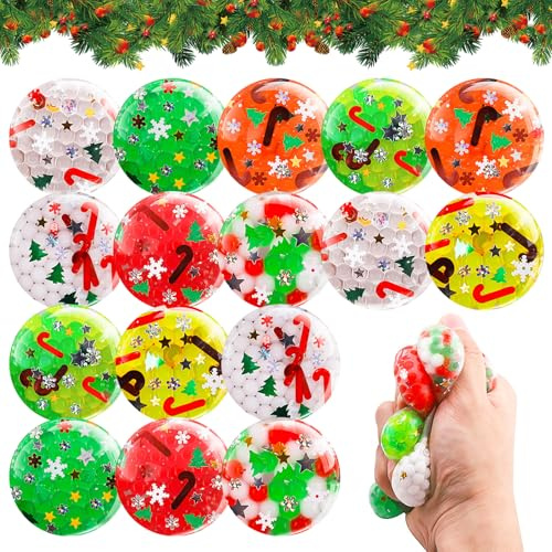 ARONRAVE Weihnachten Squishy Spielzeug 16 Stück Anti Stress Spielzeug Mini Stressbälle Anti Stress Bälle Weihnachten Stress Balls Mitgebsel Kindergeburtstag Angst abbauen Beruhigung Geschenke