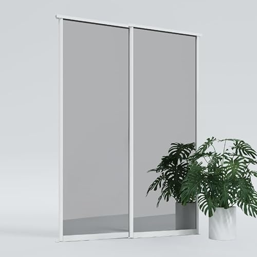 KOLM Schiebetüren | 265x150 cm |Weiß Hochglanz | Mit Spiegel |