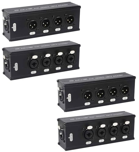 jindaaudio 4-Channel DMX XLR to Ethernet Extender, 3-Pin XLR Male/Female & Ethercon Adapter, Cat5/Cat6/Cat7 Network Cable Converter (2 Pair: Male + Female) | Long-Distance Audio Signal Transmission