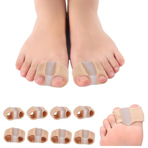 Lot de 8 séparateurs d'orteils pour oignons, correcteur d'oignon et redresseur du gros orteil – Entretoises en gel pour orteils qui se chevauchent, soulagement des orteils en marteau – Correcteurs