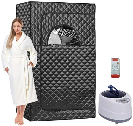 SMTYXS Juego De Sauna Vapor Casera Cuerpo Completo, Olla Grande 2L, SPA For Una Persona con Tiempo Y Temperatura, Terapia Desintoxicación Control Remoto Velocidad de Calentamiento rápida(Black)