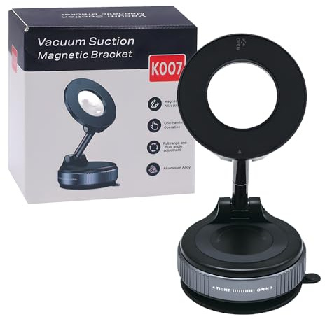 homeasy Support Telephone Voiture Magnetique: 360° Rotation Support Magsafe Voiture - Ventouse Vide Puissante de 2800 GF - Support Telephone Voiture pour IPhone 16/15/14/13/12 Séries & Android, Noir