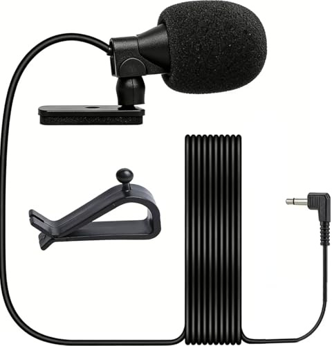 MIMISOLA Microfono Autoradio, Microfono Jack 3.5, Plug and Play, con Supporto, per Stereo, Radio, GPS, DVD, Veicolo Unità Principale, Bluetooth(3m)
