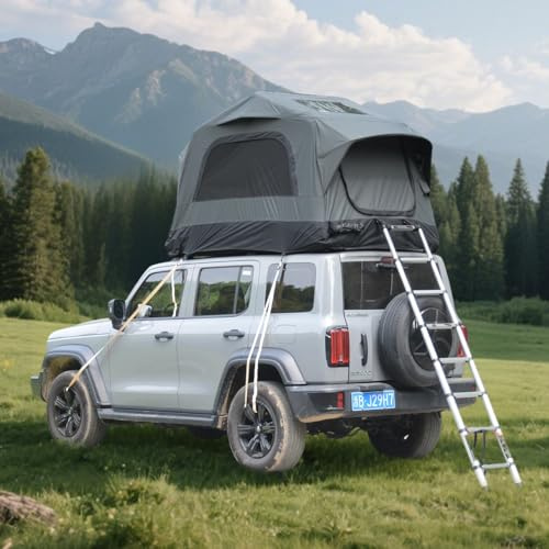 Yihomfy Tenda da Tetto per Auto 2-3 Persone, Gonfiabile 300D, Impermeabile PU3000, UPF50+, Materasso Spesso,Dispositivo di Salita Regolabile,Pick-up, Camion, Auto, Viaggio e Tenda da Campeggio