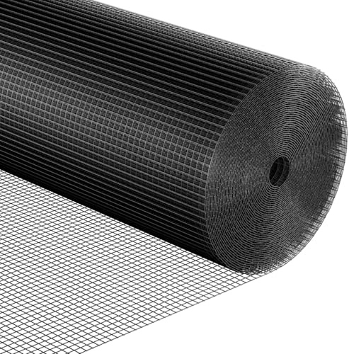 Schwarzer Maschendrahtzaun 1 m x 20 m, Volierendraht mit 12 mm Maschenweite & 1 mm Drahtstärke, Robustes Metallgitter als Hasendraht, Kaninchendraht und Hühnerdraht für Garten & Tierhaltung
