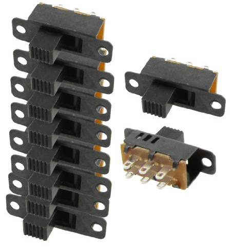 Sourcingmap 10 Pcs High Knob 6 Pin 3 Position 2P3T Panel Slide Switch 0.5A 50V DC