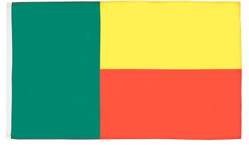AZ FLAG Drapeau Bénin 90x60 cm Drapeau Béninois Polyester 100D 2 Œillets | Usage intérieur et extérieur Drapeau décoratif coutures doubles et bords renforcés avec œillets métalliques