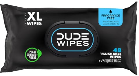 Dude Wipes Flushable Wipes, Unscented & Naturally Soothing, Dispenser Pack (48 ct)
