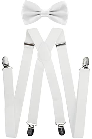 axy Herren Hosenträger mit Fliege - 4 Starken Clips X-Form