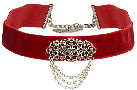 Alpenflüstern Trachten-Samt-Kropfband Thea - nostalgische Trachtenkette enganliegend, Kropfkette elastisch, eleganter Damen-Trachtenschmuck, Samtkropfband breit in traditionellen Farben DHK200